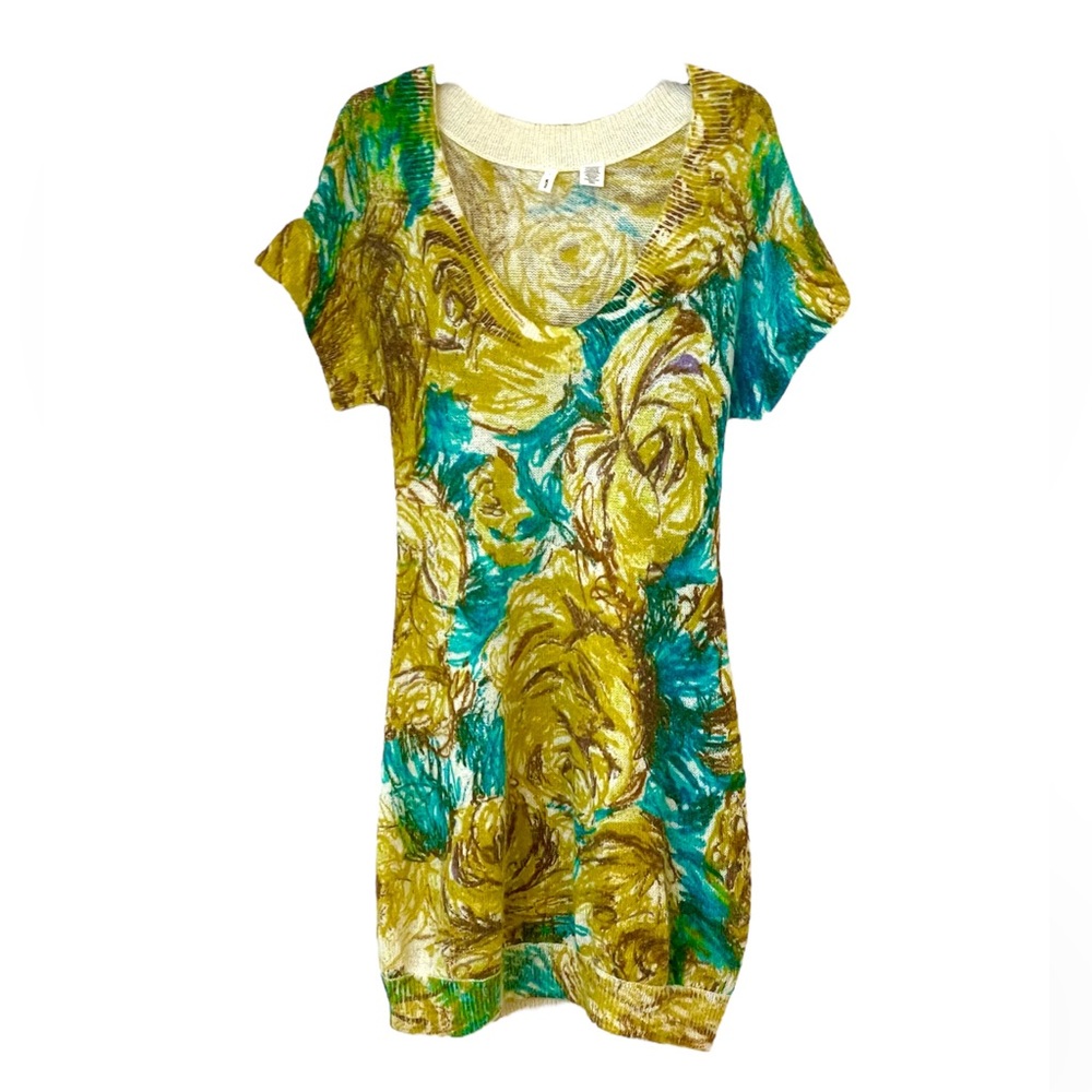 V-neck sweater dress abstract floral